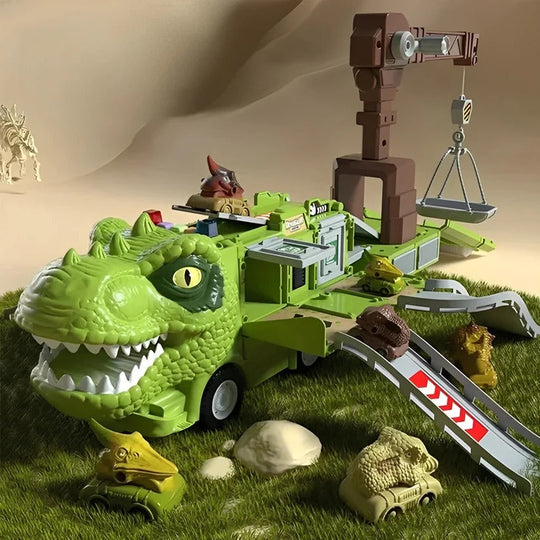 2 in 1 Dinosaur Truck Toy with Lights, Sounds and Storage