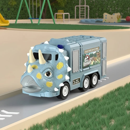 2 in 1 Dinosaur Truck Toy with Lights, Sounds and Storage