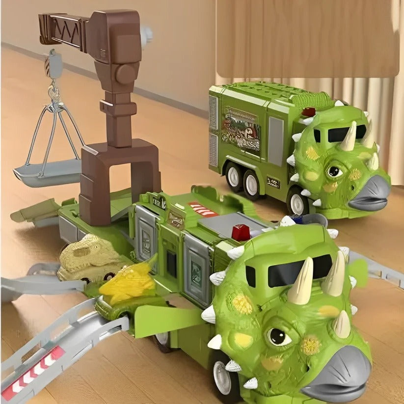 2 in 1 Dinosaur Truck Toy with Lights, Sounds and Storage