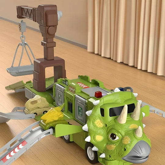 2 in 1 Dinosaur Truck Toy with Lights, Sounds and Storage