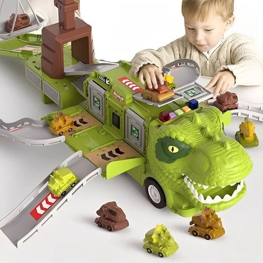 2 in 1 Dinosaur Truck Toy with Lights, Sounds and Storage