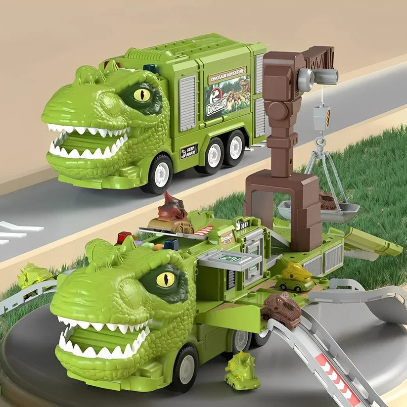2 in 1 Dinosaur Truck Toy with Lights, Sounds and Storage
