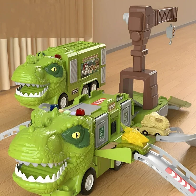2 in 1 Dinosaur Truck Toy with Lights, Sounds and Storage