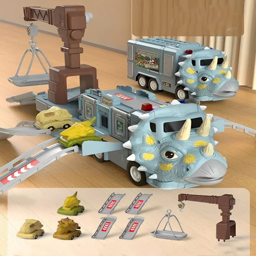 2 in 1 Dinosaur Truck Toy with Lights, Sounds and Storage