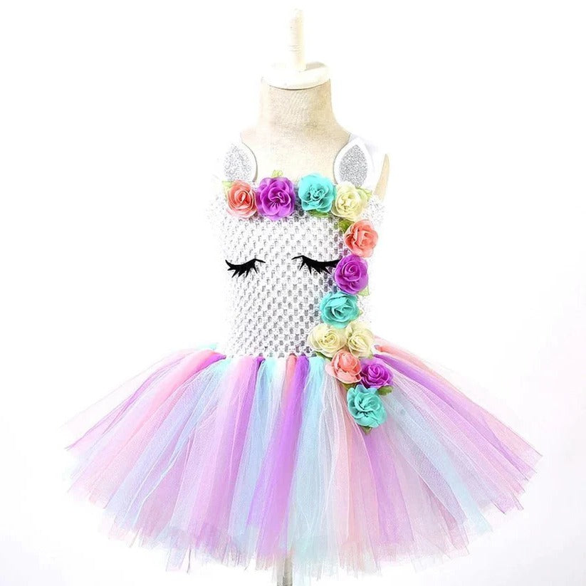 Unicorn Tulle Dress for Girls with Matching Headband