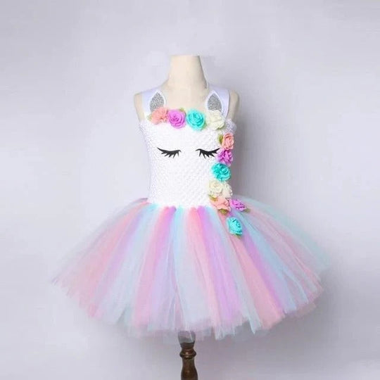 Unicorn Tulle Dress for Girls with Matching Headband