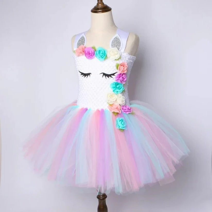 Unicorn Tulle Dress for Girls with Matching Headband
