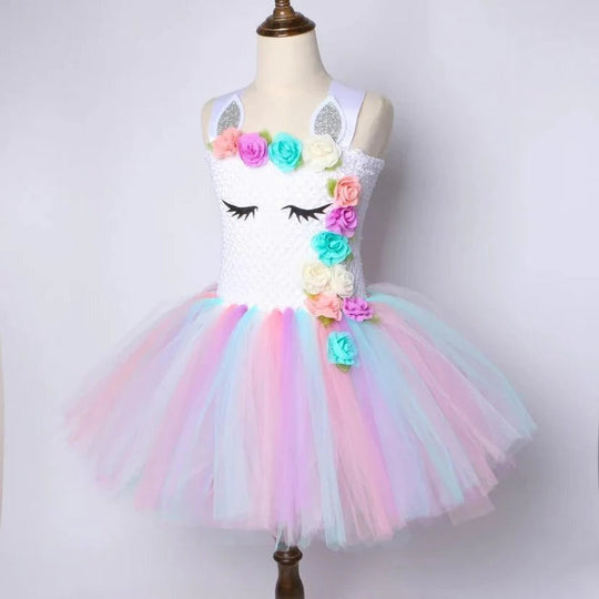 Unicorn Tulle Dress for Girls with Matching Headband