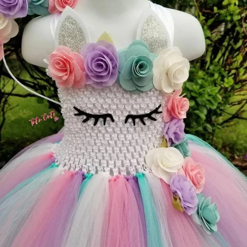 Unicorn Tulle Dress for Girls with Matching Headband