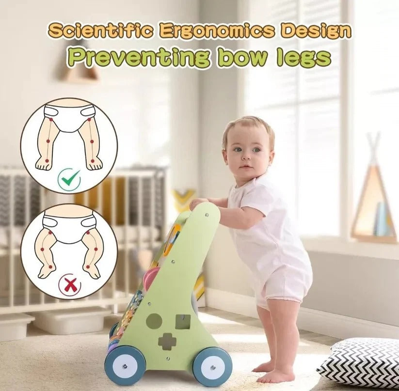 Wooden Activity Walker with Adjustable Wheel Resistance