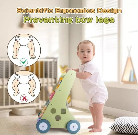 Wooden Activity Walker with Adjustable Wheel Resistance