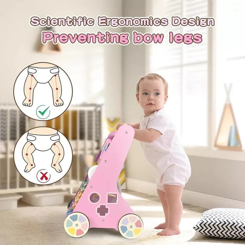 Wooden Activity Walker with Adjustable Wheel Resistance