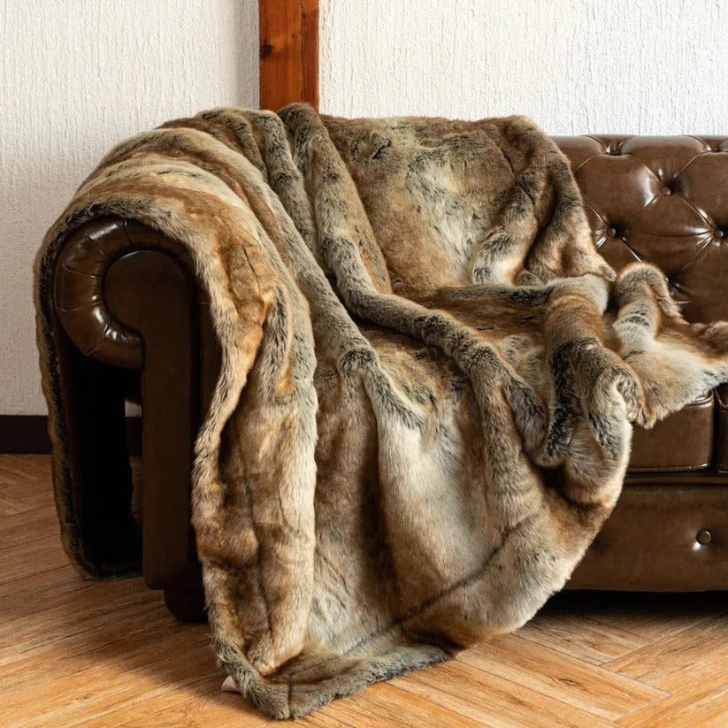 Faux Fur Plush Throw Blanket for Home Decor