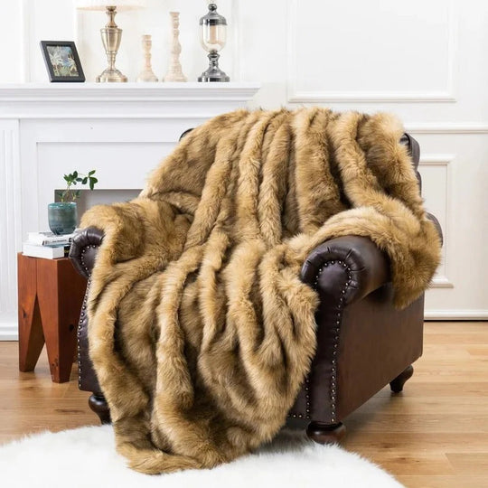 Faux Fur Plush Throw Blanket for Home Decor