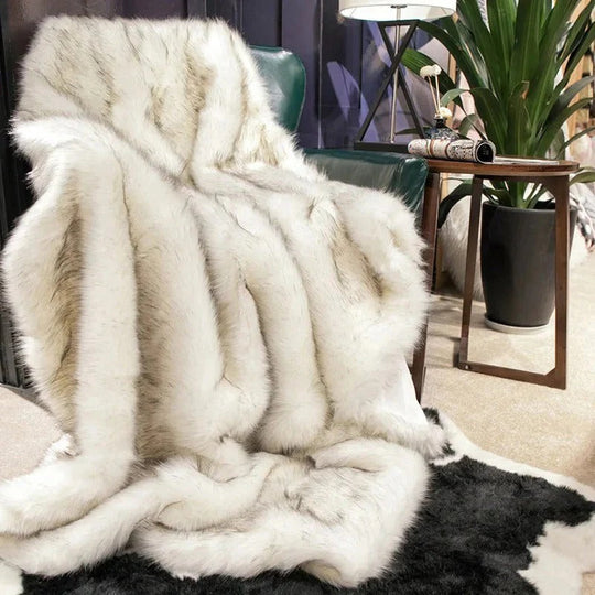 Faux Fur Plush Throw Blanket for Home Decor