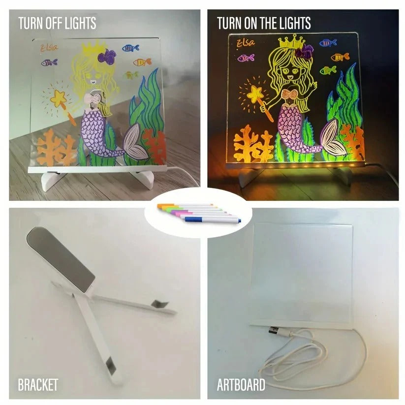 LED Illuminated Writing Board for Messages and Notes