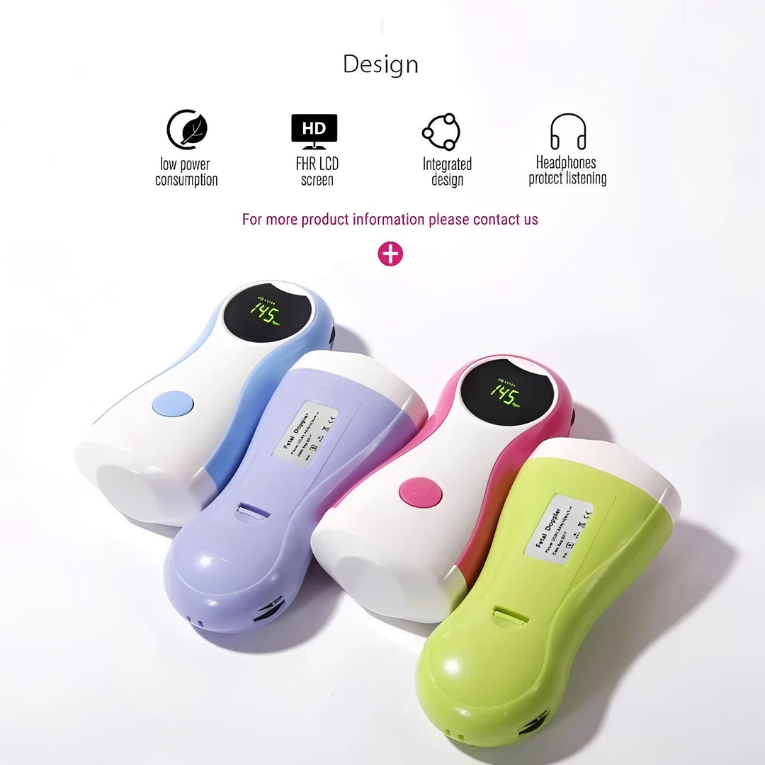 Handheld Fetal Doppler Monitor with LCD Display and Headphone Output