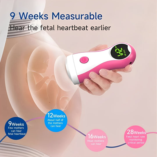 Handheld Fetal Doppler Monitor with LCD Display and Headphone Output