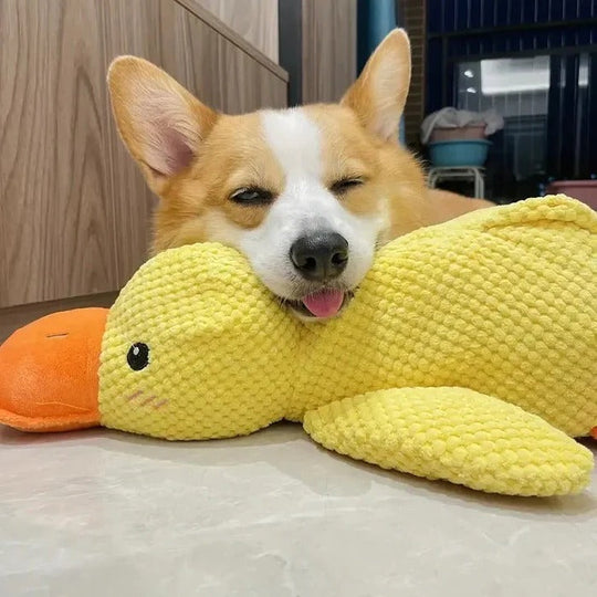 Duck Shaped Squeaky Dog Toy with Reinforced Stitching