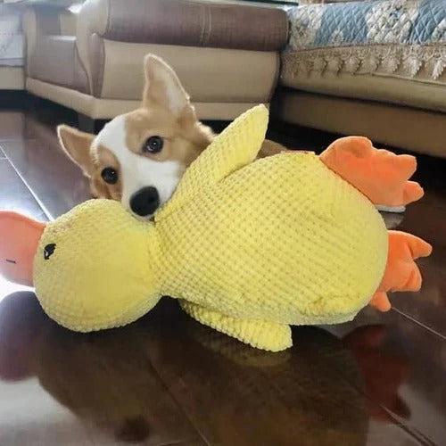 Duck Shaped Squeaky Dog Toy with Reinforced Stitching