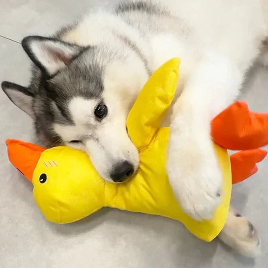 Duck Shaped Squeaky Dog Toy with Reinforced Stitching