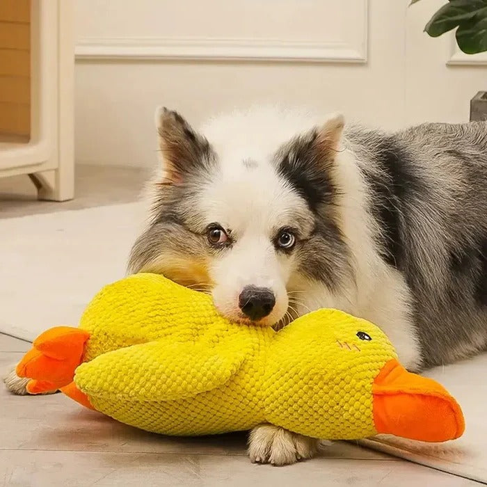 Duck Shaped Squeaky Dog Toy with Reinforced Stitching