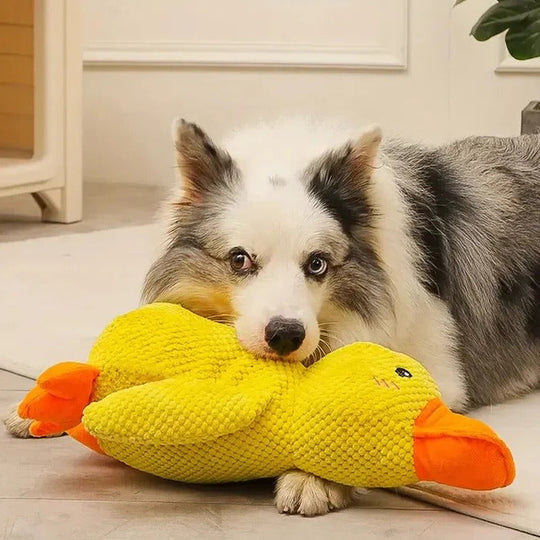 Duck Shaped Squeaky Dog Toy with Reinforced Stitching