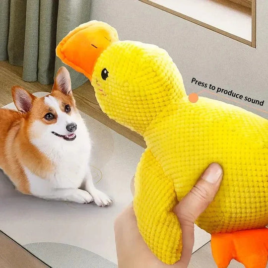 Duck Shaped Squeaky Dog Toy with Reinforced Stitching