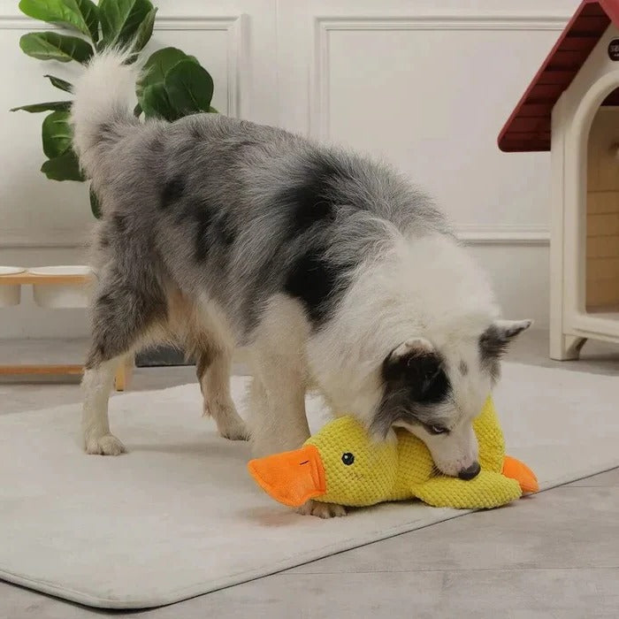 Duck Shaped Squeaky Dog Toy with Reinforced Stitching