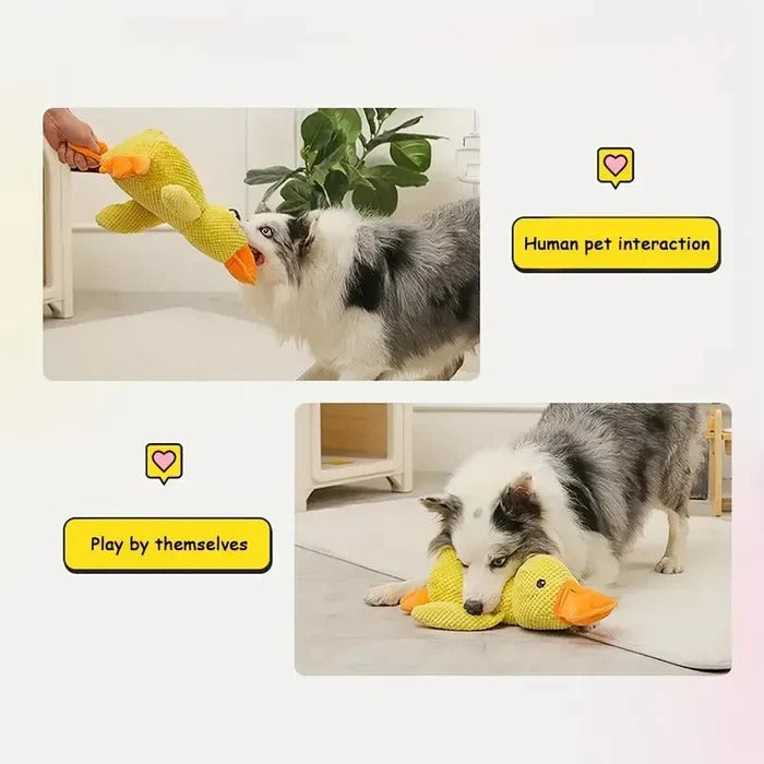 Duck Shaped Squeaky Dog Toy with Reinforced Stitching