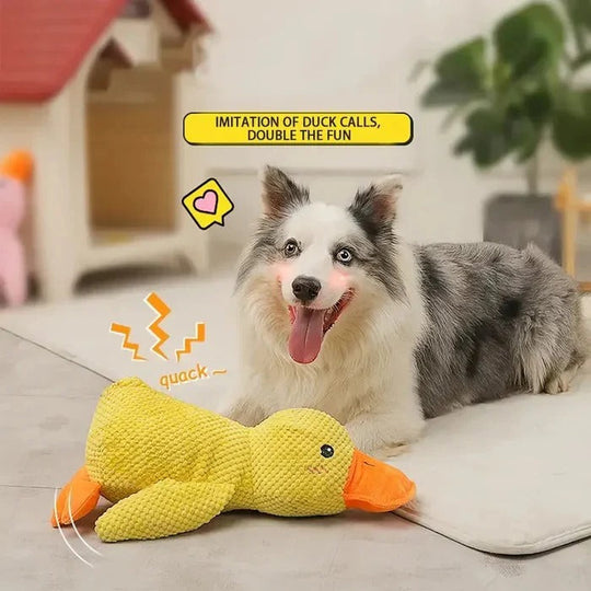 Duck Shaped Squeaky Dog Toy with Reinforced Stitching