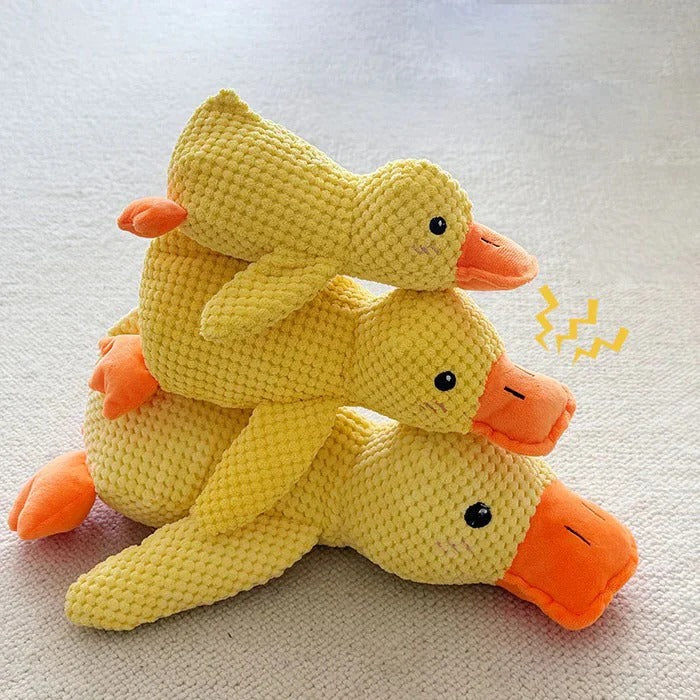 Duck Shaped Squeaky Dog Toy with Reinforced Stitching