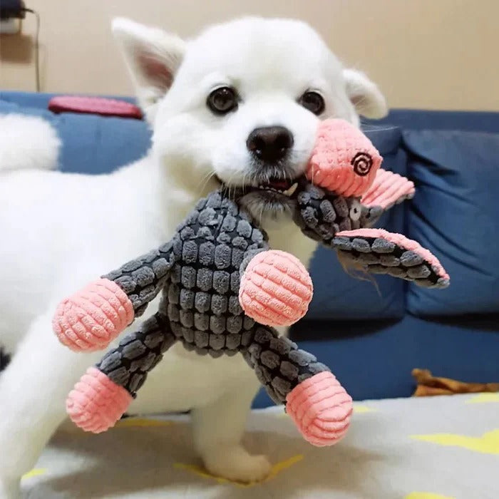 Reinforced Squeaky Plush Dog Toy with Durable Stitching