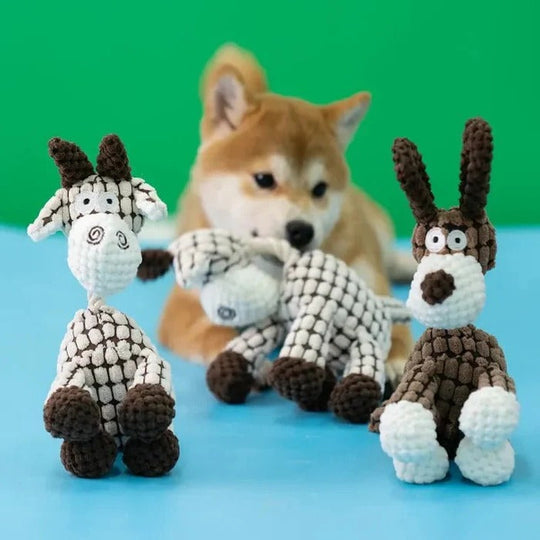 Reinforced Squeaky Plush Dog Toy with Durable Stitching