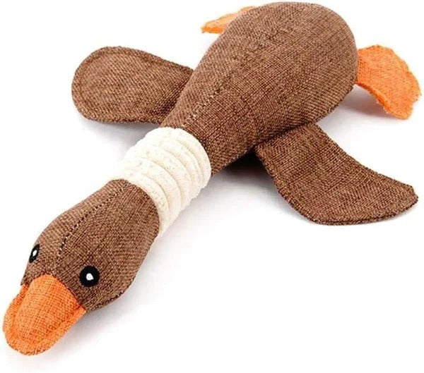 Reinforced Goose Plush Dog Toy with Textured Fabric