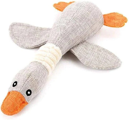 Reinforced Goose Plush Dog Toy with Textured Fabric