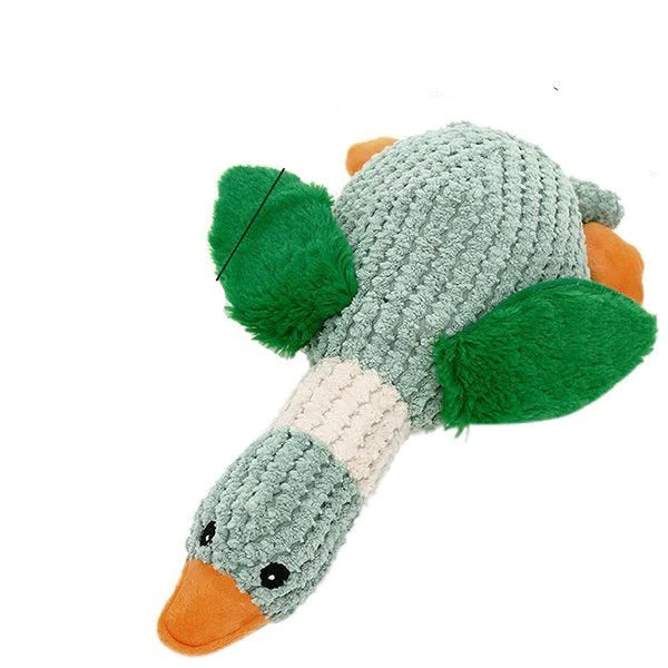 Reinforced Goose Plush Dog Toy with Textured Fabric