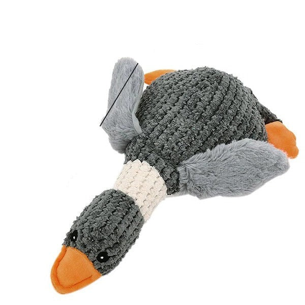 Reinforced Goose Plush Dog Toy with Textured Fabric