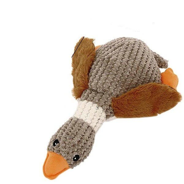 Reinforced Goose Plush Dog Toy with Textured Fabric