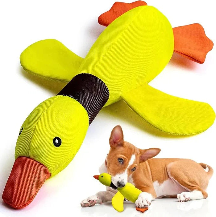 Reinforced Goose Plush Dog Toy with Textured Fabric