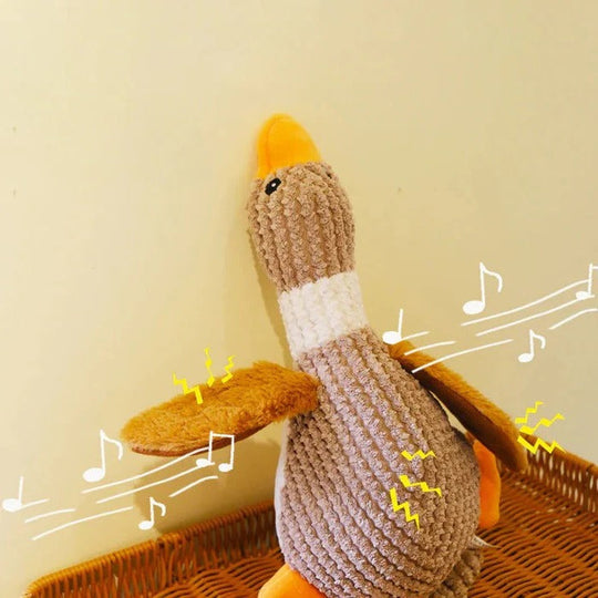 Reinforced Goose Plush Dog Toy with Textured Fabric