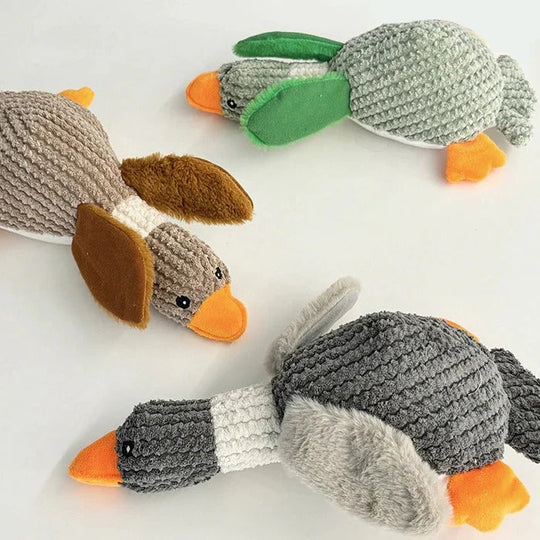 Reinforced Goose Plush Dog Toy with Textured Fabric