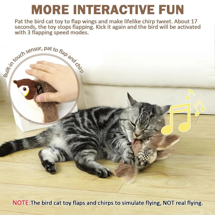 Automatic Flapping Bird Cat Toy with Attachment Clip