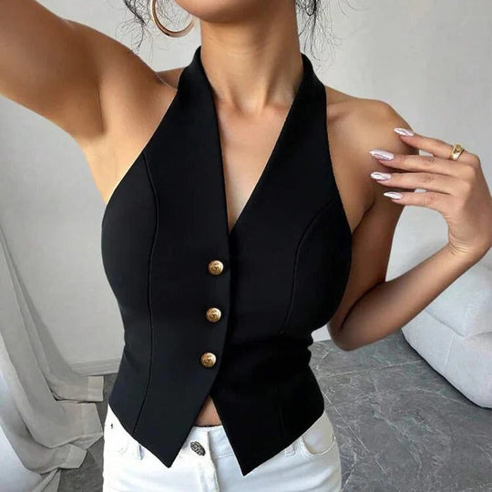 Women's Structured Sleeveless Vest with Tailored Fit