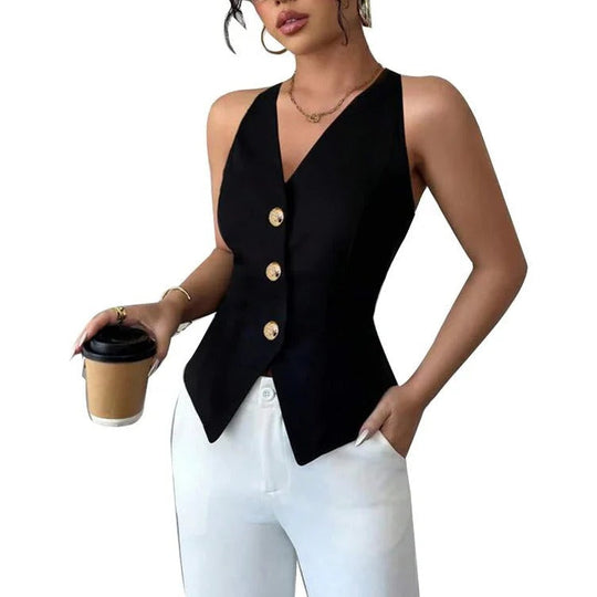 Women's Structured Sleeveless Vest with Tailored Fit