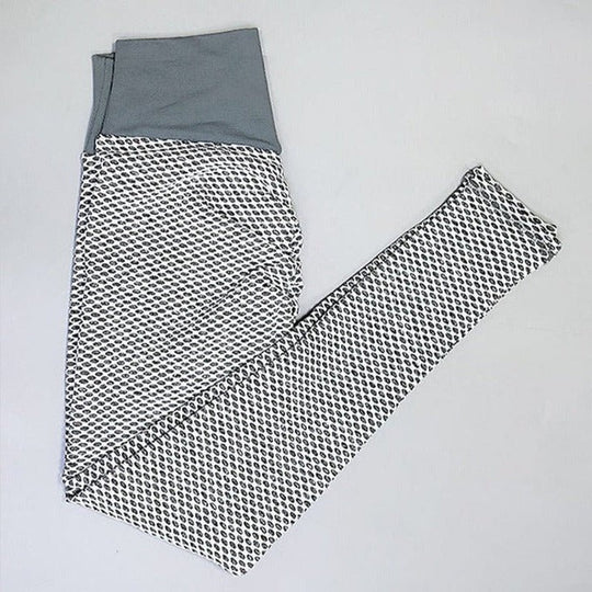 Honeycomb Textured High Waist Leggings for Gym Workouts