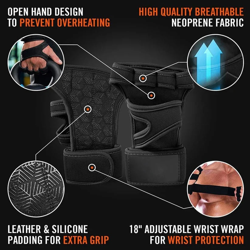 Open Back Fingerless Gloves with Flexible Fit