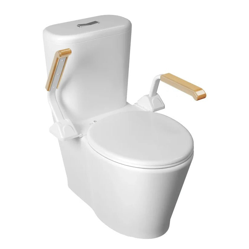 Adjustable Toilet Safety Rail with Dual Armrests for Elderly Support