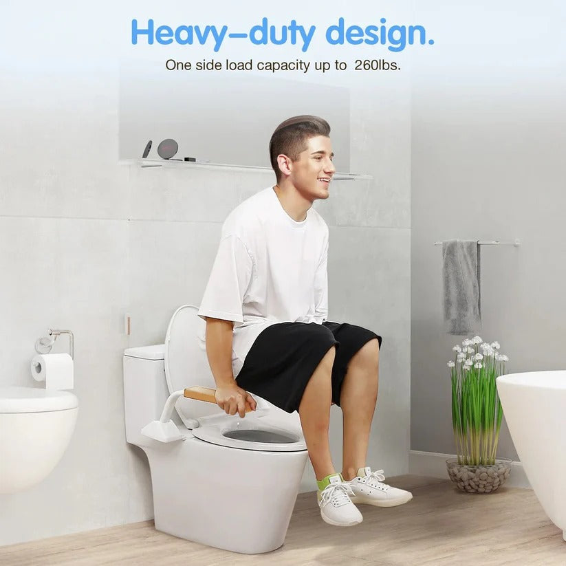 Adjustable Toilet Safety Rail with Dual Armrests for Elderly Support