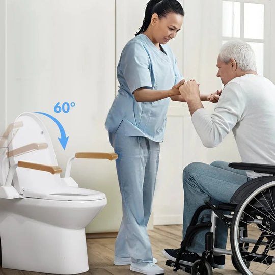 Adjustable Toilet Safety Rail with Dual Armrests for Elderly Support